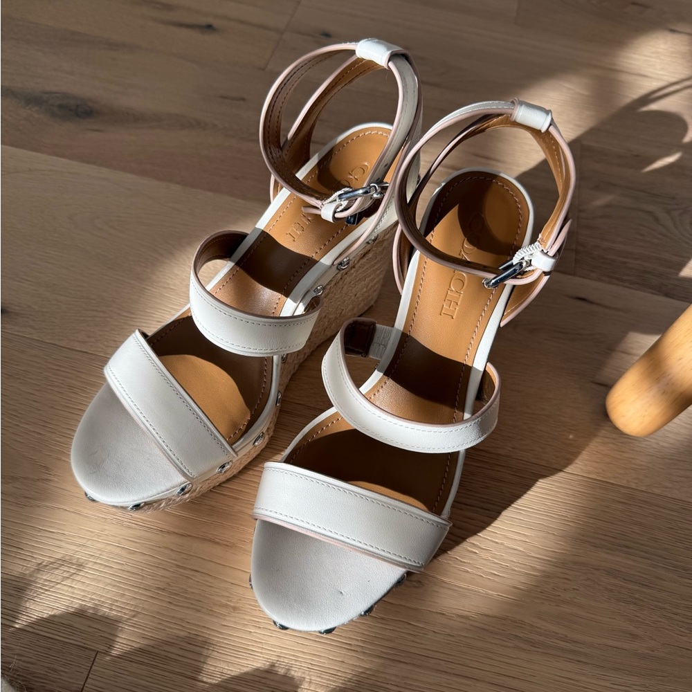 Coach Elegant Beige Wedge Sandals